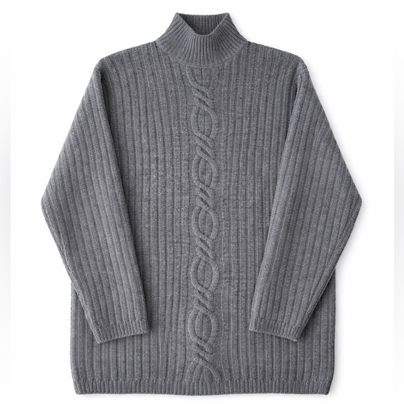 MARELLA Sweaters - Wool Sweater gray cable knit size S